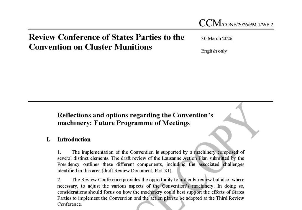 Working Paper 2: Reflections and options regarding the Convention’s  machinery: Future Programme of Meetings