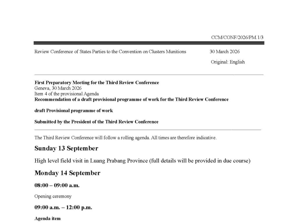 Draft Provisional Programme of Work (Unformatted Advance Draft)