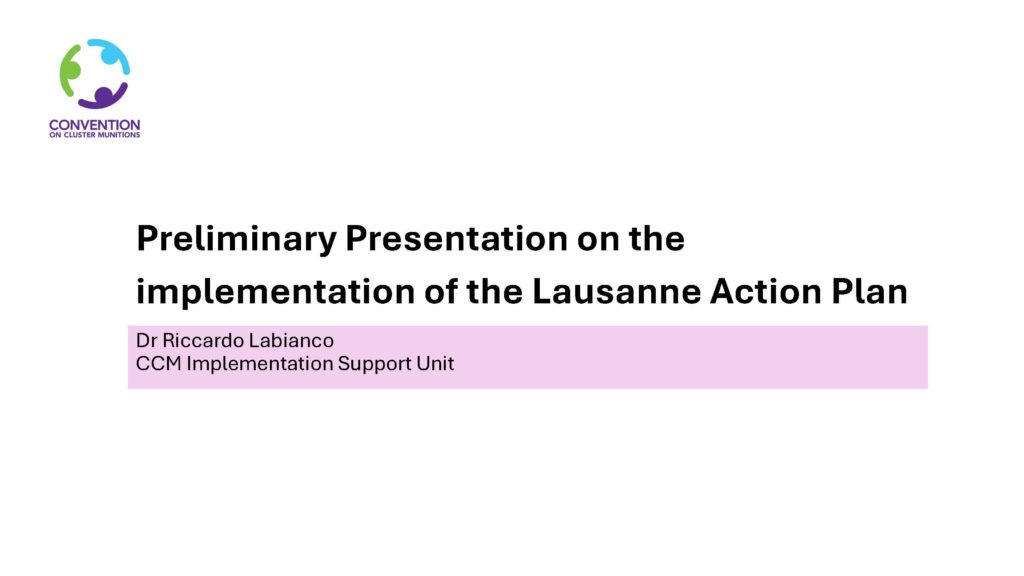 Preliminary Presentation of the Lausanne Action Plan